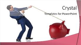  Presentation with treasure map aged rope - Theme with save animal - businessman pulling piggybank with rope background and a white colored foreground