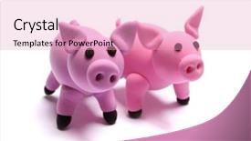  Presentation with pig - Slides enhanced with save animal - cute pink pig of plasticine background and a lemonade colored foreground
