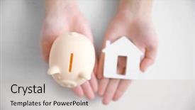  Presentation with piggy bank - Amazing PPT theme having save animal - savings concept woman holding piggy backdrop and a soft green colored foreground