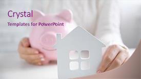  Presentation with piggy bank - Slides having save animal - savings concept woman holding piggy background and a lemonade colored foreground