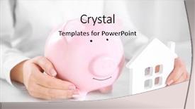  Presentation with piggy bank - PPT layouts with save animal - savings concept woman holding piggy background and a white colored foreground