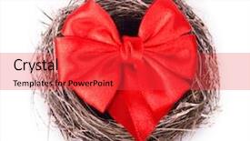  Presentation with red bow - Presentation theme having empty nest with a red bow isolated on white background background and a red colored foreground