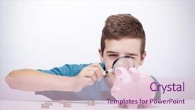  Presentation with looking glass - Amazing presentation design having save children - boy with magnifying glass looking backdrop and a lemonade colored foreground