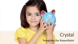  Presentation with blue water splash isolated - PPT theme with save children - brunette little girl background and a  colored foreground