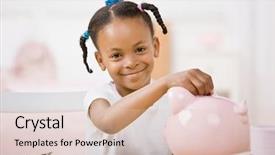  Presentation with socially responsible - Theme featuring save children - responsible girl putting money background and a lemonade colored foreground