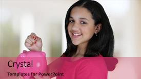  Presentation with teen girl tech - PPT layouts with save children - teen girl putting money background and a red colored foreground