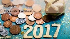  Presentation with save - PPT theme consisting of save date - piggy bank and pound gbp background and a coral colored foreground