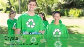  Presentation with earth day - Audience pleasing presentation design consisting of save earth plastics - happy environmental activists backdrop and a  colored foreground
