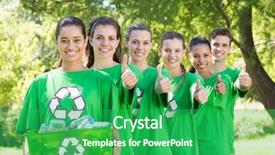  Presentation with environmental - Slides with save earth plastics - happy environmental activists background and a  colored foreground