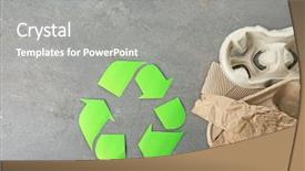  Presentation with garbage - Presentation having save earth plastics - recycling sign and garbage background and a gray colored foreground