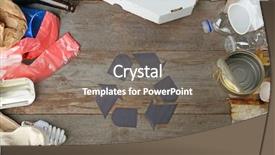  Presentation with recycling - Cool new presentation theme with save earth plastics - recycling sign and garbage backdrop and a  colored foreground