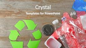  Presentation with recycling - Slides enhanced with save earth plastics - recycling sign and garbage background and a  colored foreground