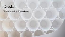  Presentation with save earth - Cool new PPT theme with save earth plastics - white single-use plastic cups top backdrop and a light gray colored foreground