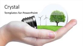  Presentation with wind turbines - Amazing theme having save electricity - eco bulb with wind turbines backdrop and a white colored foreground