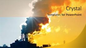  Presentation with electricity power plant - Slides enhanced with save electricity - power plant with orange smoke background and a gold colored foreground