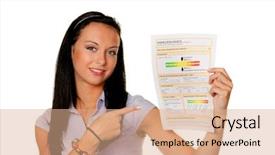  Presentation with energy - Amazing presentation theme having save electricity - young woman with an energy backdrop and a coral colored foreground