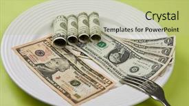  Presentation with no money - PPT theme having save food - money on plate with fork background and a  colored foreground