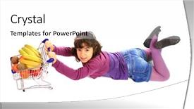  Presentation with save - PPT layouts consisting of save food - young girl with delicious fruit background and a  colored foreground