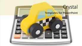  Presentation with taxi - Slide set with save fuel - calculator and taxi toy car background and a yellow colored foreground