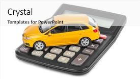  Presentation with calculator - Beautiful theme featuring save fuel - calculator and toy car isolated backdrop and a white colored foreground