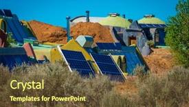  Presentation with energy efficient building - Cool new PPT theme with save fuel - self sustainable living in energy backdrop and a tawny brown colored foreground