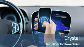  Presentation with car business - Presentation design consisting of save fuel - transport business trip technology background and a ocean colored foreground