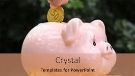  Presentation with education money - Presentation theme having save-money-concept-child-hand background and a coral colored foreground