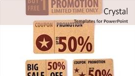  Presentation with save - PPT theme with save money couponing - sale coupon voucher tag vintage background and a coral colored foreground