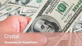  Presentation with cash forecasting - Beautiful PPT theme featuring save money us - cash american dollars backdrop and a coral colored foreground