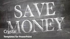  Presentation with save - Colorful slide deck enhanced with save money written on blackboard backdrop and a gray colored foreground