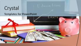  Presentation with education - Colorful PPT layouts enhanced with save schools - education costs concept backdrop and a light blue colored foreground