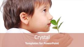 Presentation with green industries plant - Cool new PPT layouts with save surroundings - little cute child holding green backdrop and a coral colored foreground