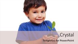  Presentation with holding hands - Beautiful presentation theme featuring save surroundings - little cute child holding green backdrop and a soft green colored foreground