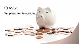  Presentation with save - Presentation theme having save surroundings - piggy bank on a white background and a white colored foreground