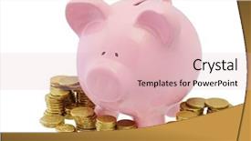  Presentation with piggy bank - PPT theme with save surroundings - pink piggy bank surrounded background and a lemonade colored foreground