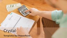  Presentation with money notes - Audience pleasing theme consisting of save tax - savings finances economy and home backdrop and a  colored foreground