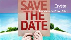  Presentation with save - PPT theme with save the date card background and a coral colored foreground