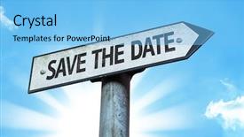  Presentation with save - Beautiful slides featuring save the date sign backdrop and a light blue colored foreground