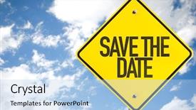  Presentation with save - Slide set with save the date sign background and a light blue colored foreground