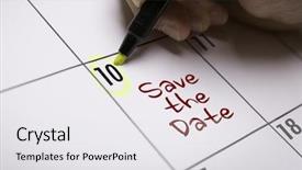  Presentation with save - Colorful slide deck enhanced with save the date backdrop and a white colored foreground