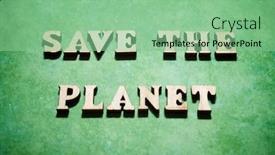  Presentation with green planet - Colorful theme enhanced with save-the-planet-text backdrop and a seafoam green colored foreground