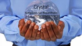  Presentation with globe - Audience pleasing presentation consisting of save world - globe in hands earth picture backdrop and a light blue colored foreground