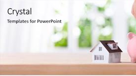  Presentation with save water concept saving - Presentation with saved - piggy bank with money coins background and a sky blue colored foreground