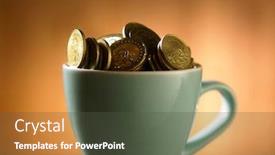  Presentation with goals - Amazing PPT layouts having saved-money-in-a-mug backdrop and a tawny brown colored foreground