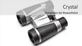  Presentation with field - Presentation theme featuring savers - field-glass binoculars isolated on white background and a  colored foreground