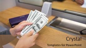  Presentation with hands saving - Presentation theme enhanced with saving and finance concept - hands background and a  colored foreground