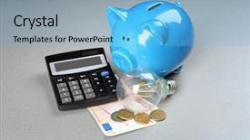  Presentation with power bank - Presentation with saving electric power concept ceramic background and a light blue colored foreground