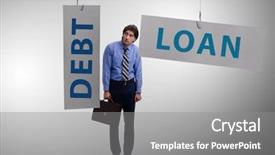  Presentation with loan - Colorful PPT theme enhanced with saving fish - businessman in debt and loan backdrop and a  colored foreground