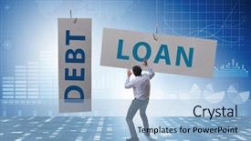  Presentation with loan - Cool new slides with saving fish - businessman in debt and loan backdrop and a  colored foreground