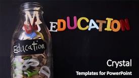  Presentation with saving - Audience pleasing slides consisting of saving jar filled up with alphabet backdrop and a black colored foreground